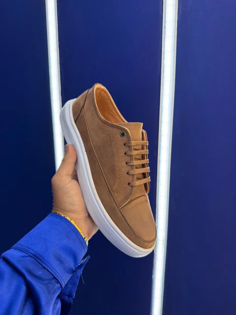 کفش مردانه تمام چرم | مدل کژوال عسلی 🤎👟